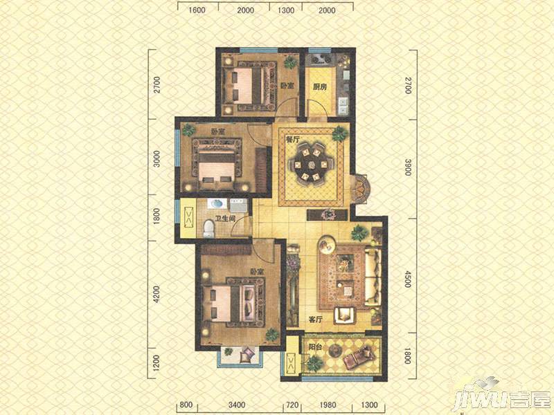 农房幸福小镇户型图|农房幸福小镇3房2厅2卫户型图_区