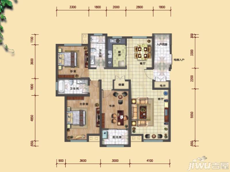 旭光·光明城户型图|旭光·光明城3房2厅2卫户型图_区