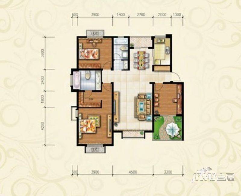 巢湖天瑞凤鸣花园g3户型图_首付金额_4室2厅2卫_127.0平米 - 吉屋网