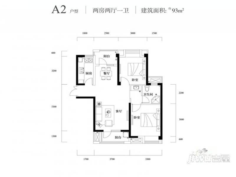 武汉百瑞景中央生活区四期A2户型图_首付金额