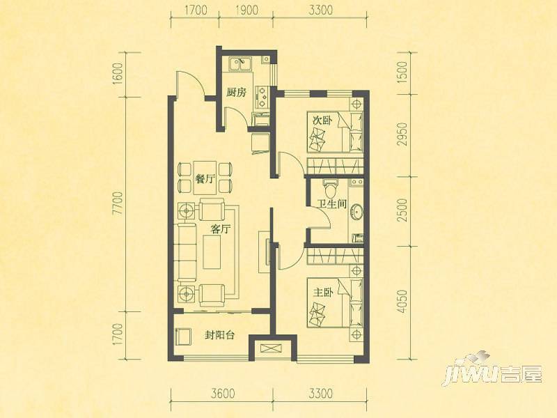 高远森林城k户型图|高远森林城2房2厅2卫户型图_长安高远森林城