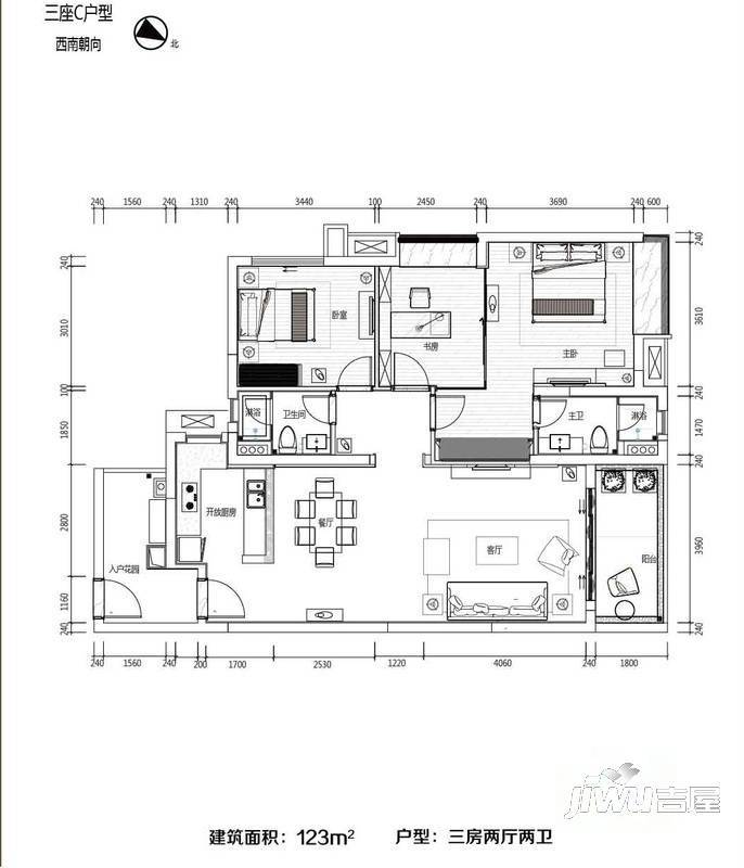 敏捷城c户型图|敏捷城3房2厅2卫户型图_端州敏捷城