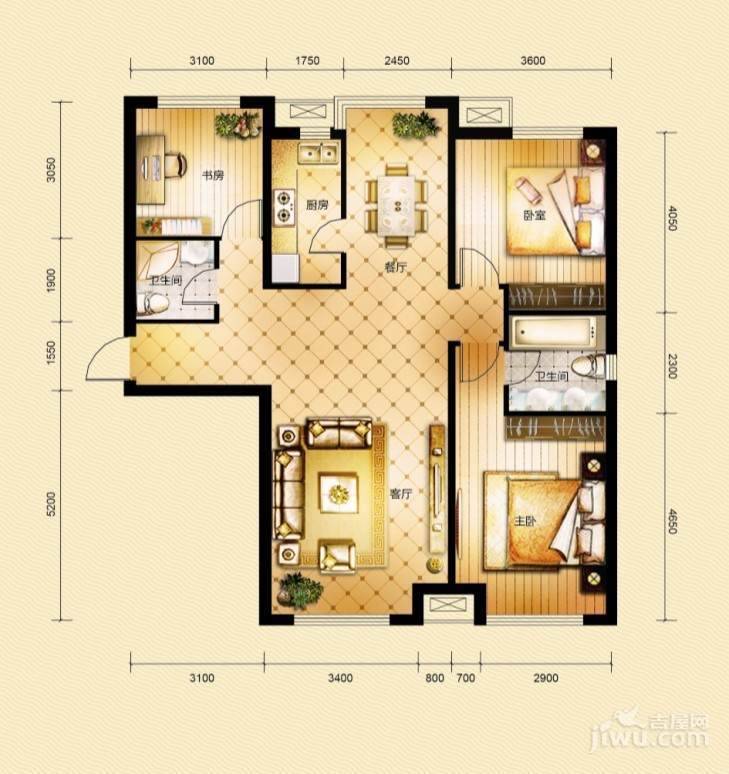 象博豪庭a户型图|象博豪庭3房2厅2卫户型图_津南象博豪庭