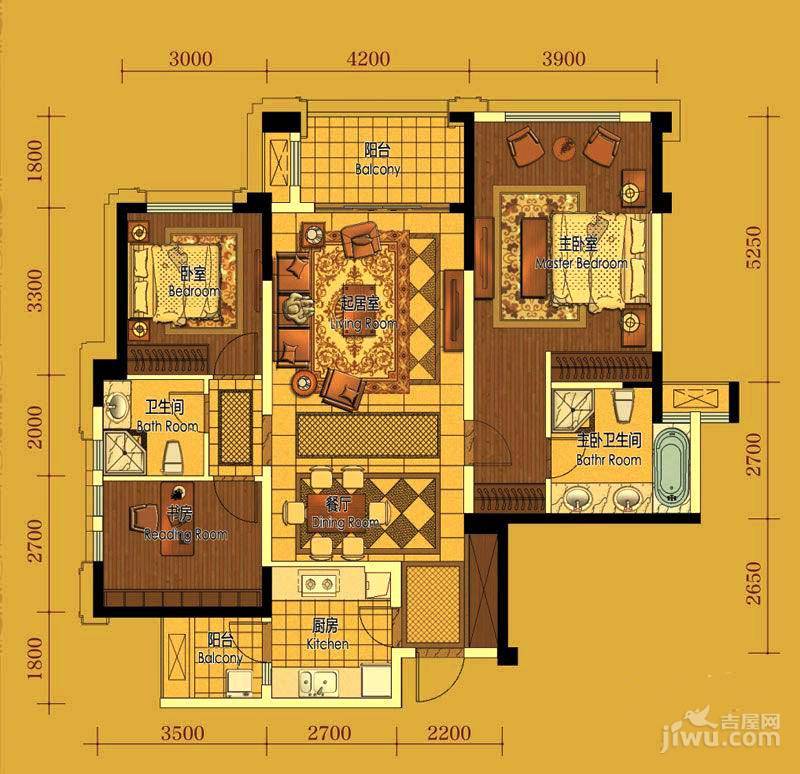 保利康桥d1户型图|保利康桥3房2厅2卫户型图