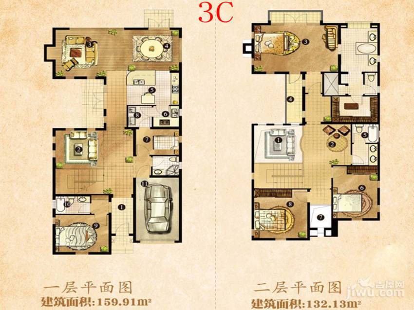 卧龙湖小镇3c户型图|卧龙湖小镇4房2厅2卫户型图_溧水