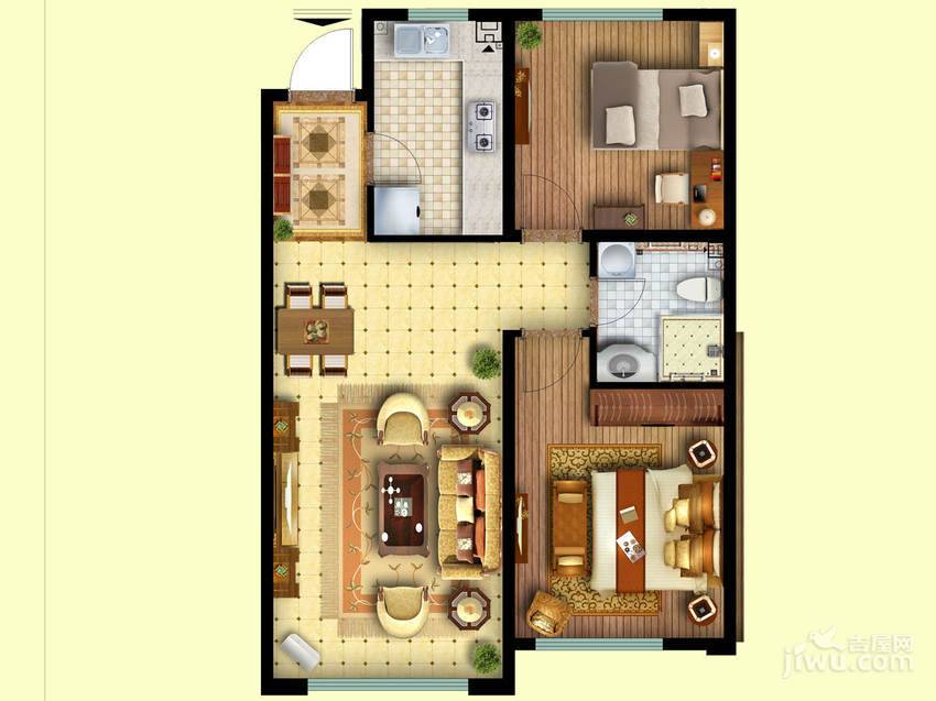 青岛海岸华府海岸华府58平户型图2室1厅1卫1
