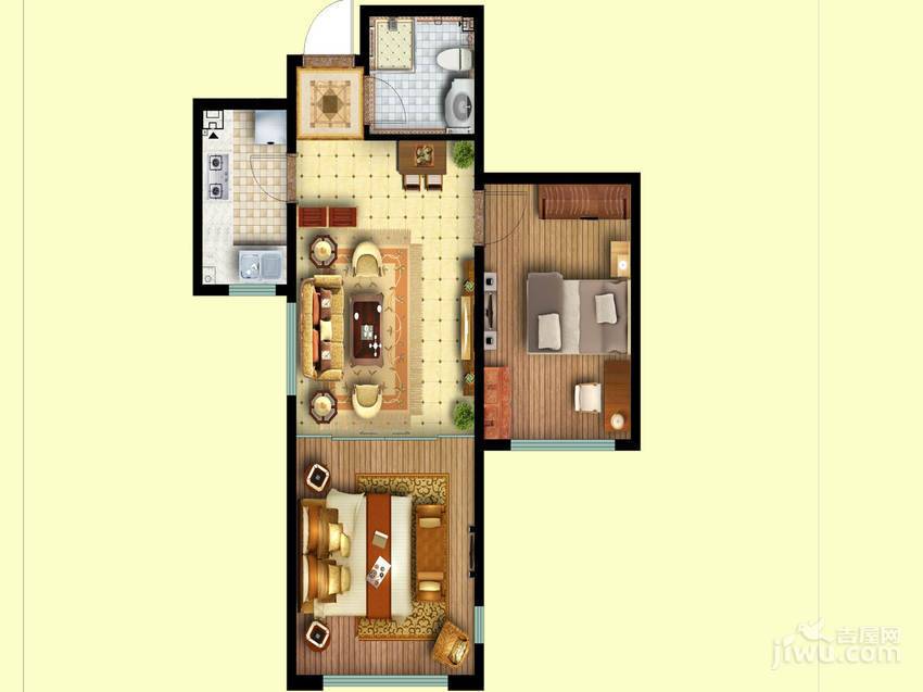 青岛海岸华府海岸华府58平户型图2室1厅1卫1