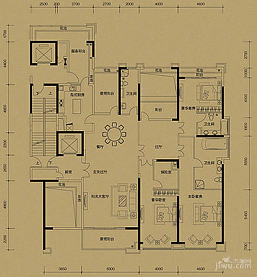 金地天玺a户型图|金地天玺4房2厅2卫户型图_顺德金地