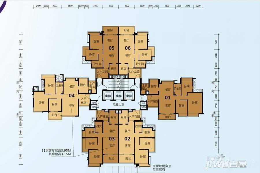 东莞新鸿基珑汇10栋平层图户型图_首付金额_3室2厅2卫_110.