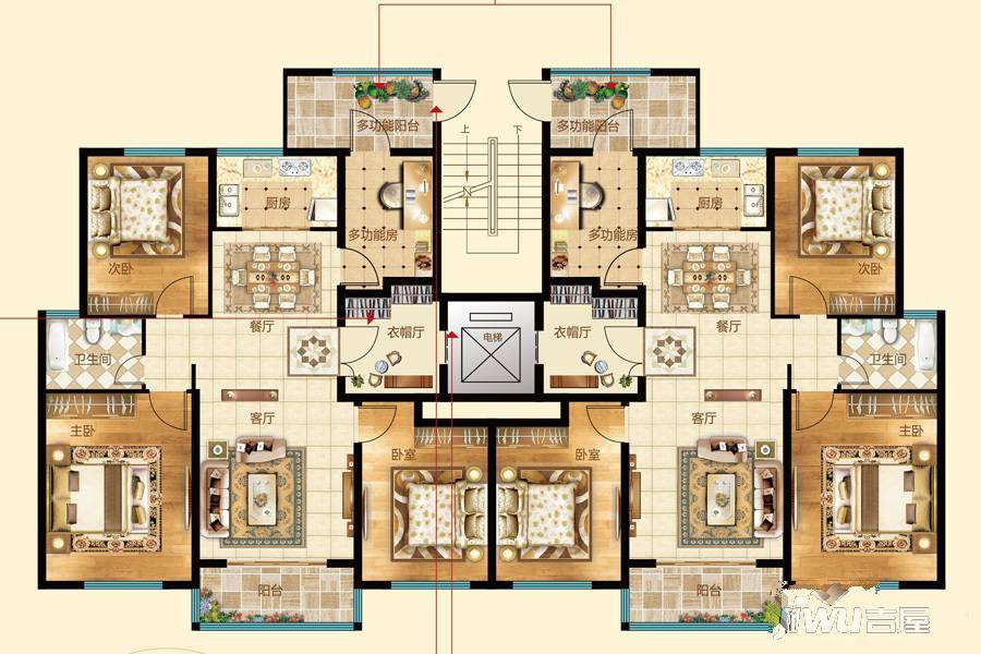 亚特尔理想城a户型户型图|亚特尔理想城4房2厅2卫户型