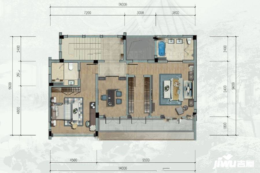 十里风荷174方二层户型图|十里风荷4房2厅2卫户型图_余杭十里风荷