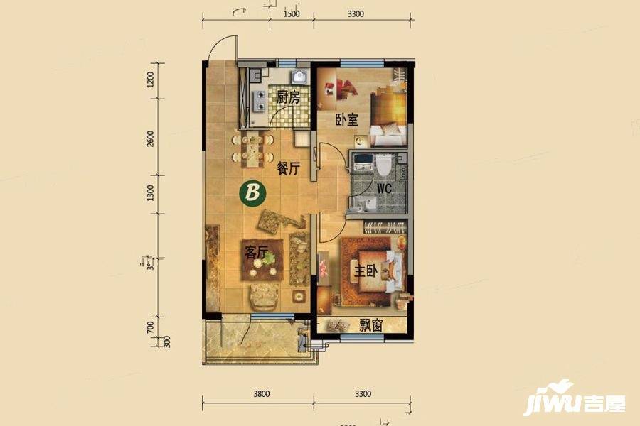 沈阳碧桂园公园里85平户型户型图_首付金额_2室2厅2卫_85.