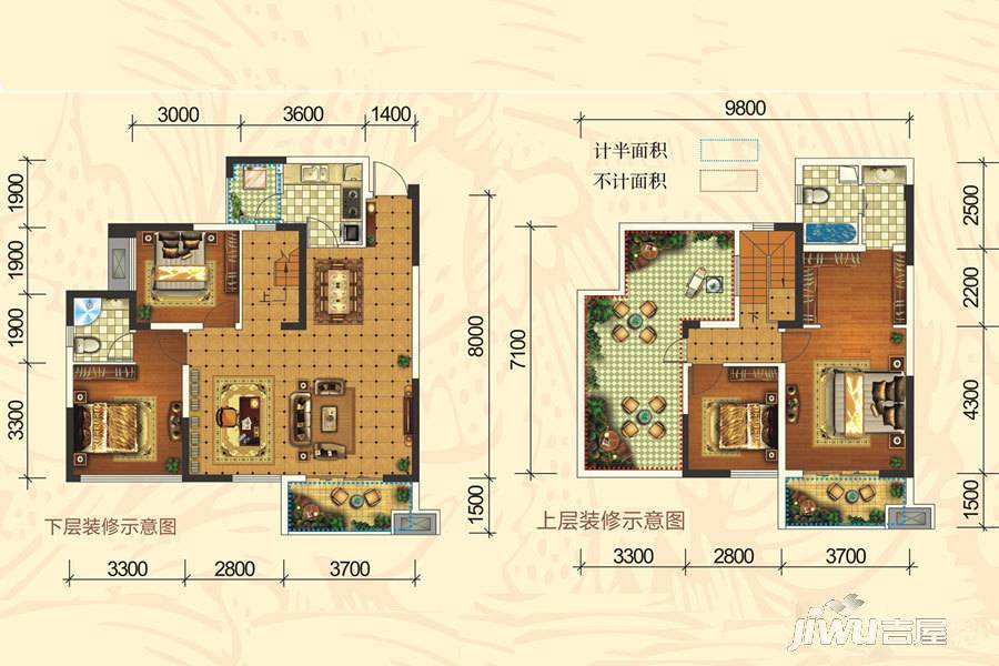 林溪康城一期1号楼b4'户型顶楼跃层