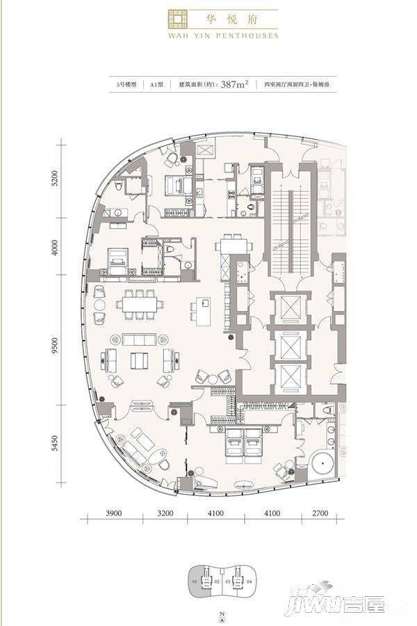 成都银泰中心华悦府5号楼标准层a1户型