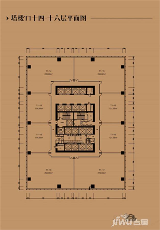 重庆华润中心华润大厦塔楼t1 14-16楼平面图户型图_首付金额__0.