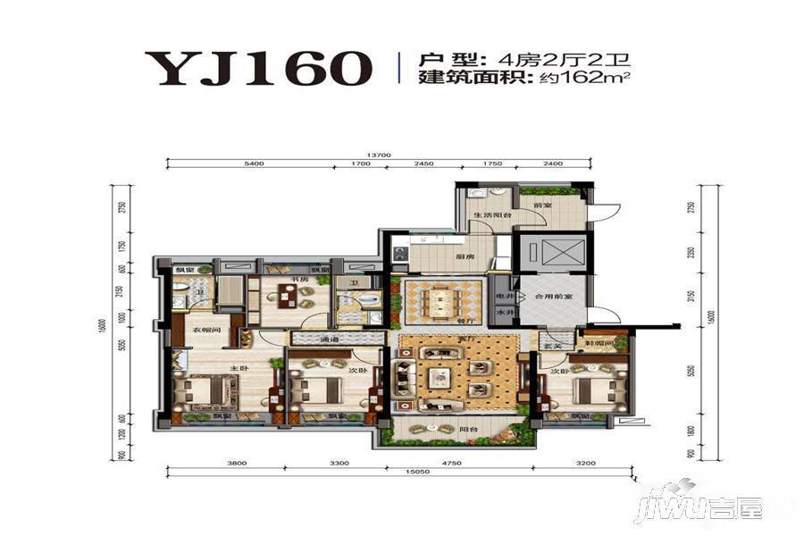 韶关碧桂园太阳城天汇yj160户型图_首付金额_4室2厅2