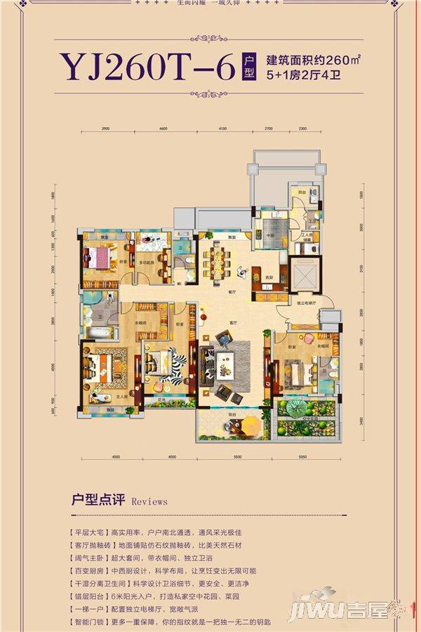 韶关乐昌碧桂园yj260t 洋房户型图户型图_首付金额_6室2厅2卫_260.