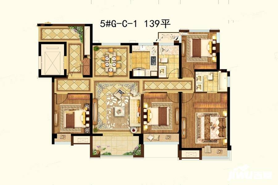 无锡蓝光雍锦园139平户型图户型图_首付金额_4室2厅2卫_139.