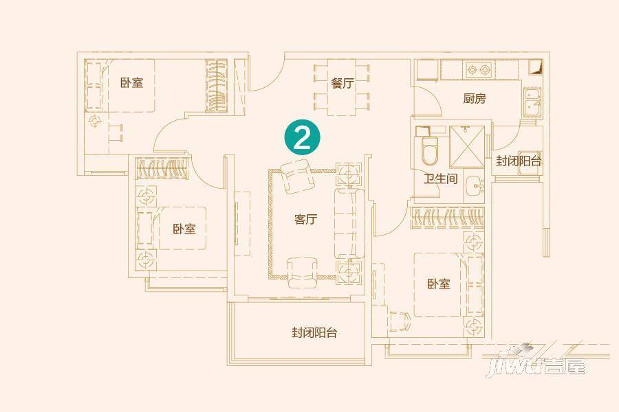 恒大睿城4#1单元2户型