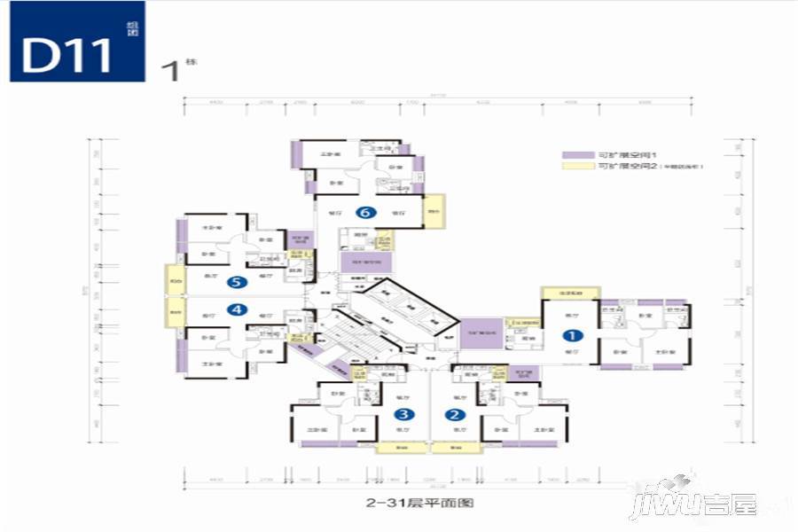 中天未来方舟d16组团1栋2栋户型图户型图|中天未来方舟3房2厅2卫户型