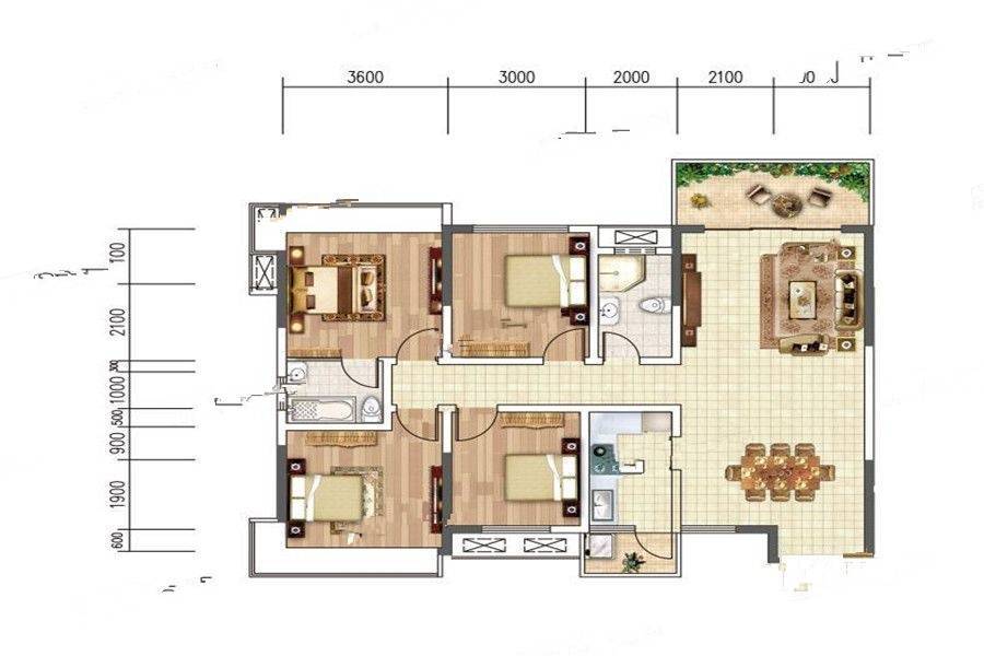 毕节理想2019a1户型图_首付金额_4室2厅2卫_132.47平米 吉屋网