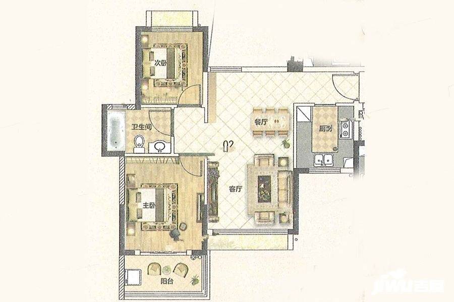 中山雅居乐万象郡8栋2座02/05户型户型图_首付金额_2室2厅2卫_78.