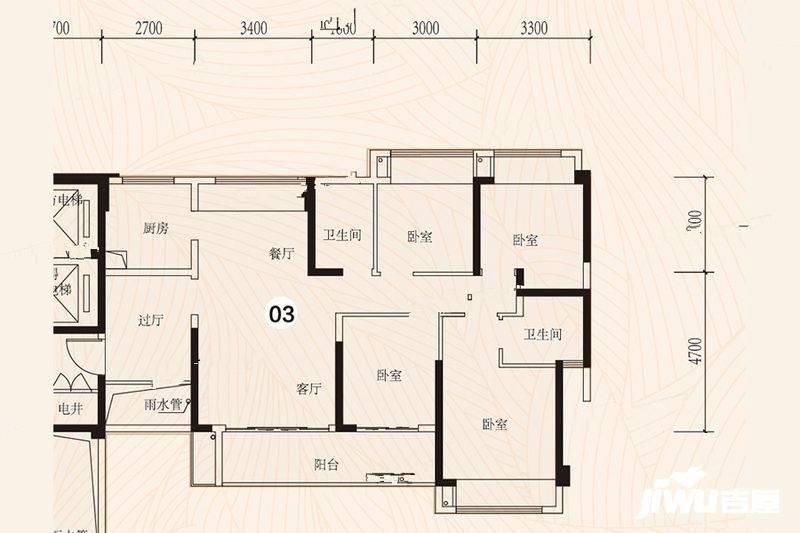 锦绣国际花城悦湖居8栋03单元户型图|锦绣国际花城4房2厅2卫户型图