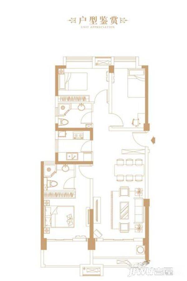 宁德亿利城e1户型图_首付金额_3室2厅2卫_108.0平米 - 吉屋网