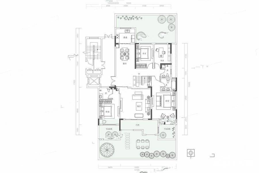 荣盛华府洋房a2首层 900户型图|荣盛华府4房3厅3卫图