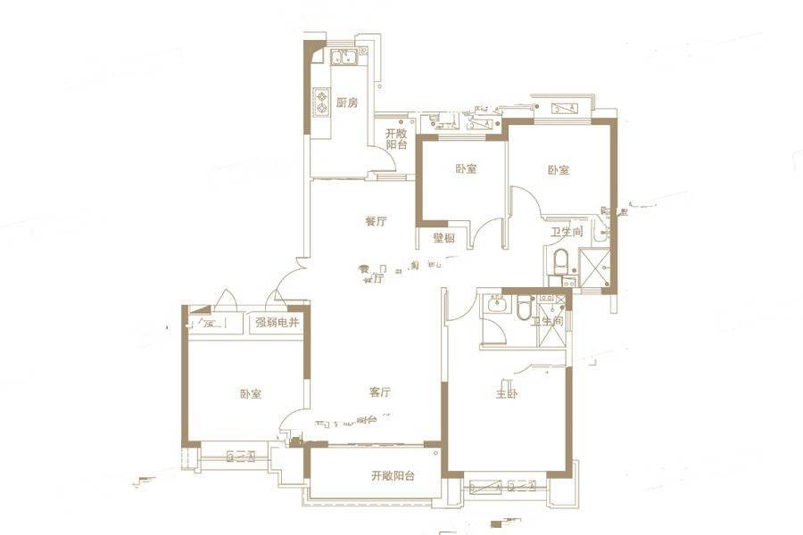 郑州郑开恒大未来城8#四室户型户型图_首付金额_4室2厅2卫_162.