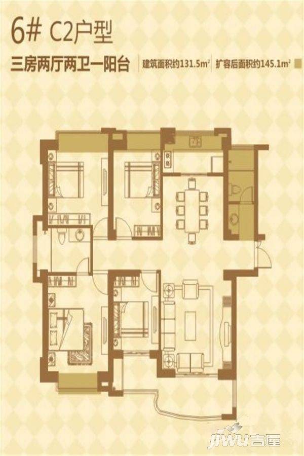 富春城2户型图|富春城3房2厅2卫户型图_平潭县富春城