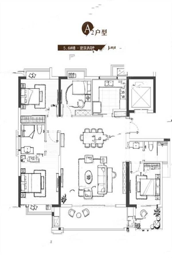 福州融侨阳光城方圆建筑面积145平户型户型图_首付金额_4室2厅2卫