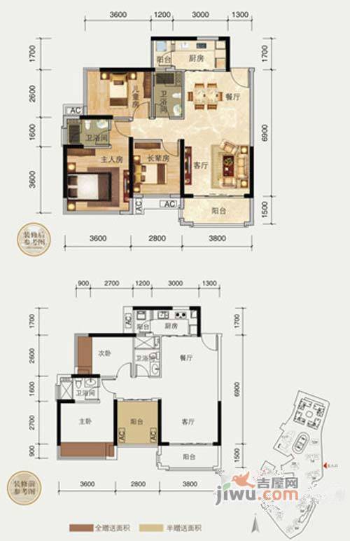 南宁瀚林御景11#02户型户型图_首付金额_3室2厅2卫_89