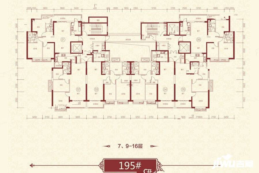 洛阳恒大绿洲195#楼7,9-16层户型图_首付金额_3室2厅2卫_108.