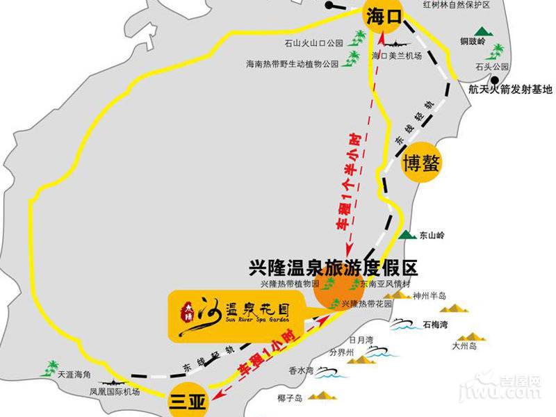 太阳河温泉花园位置交通图