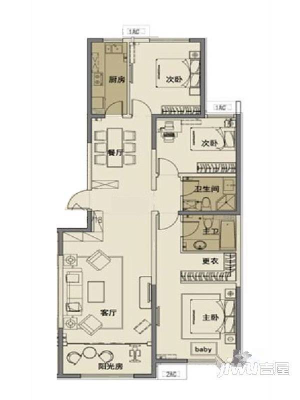 华远·和墅雅园普通住宅90㎡户型图