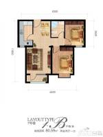 天佑爱上岛2室2厅1卫80.6㎡户型图