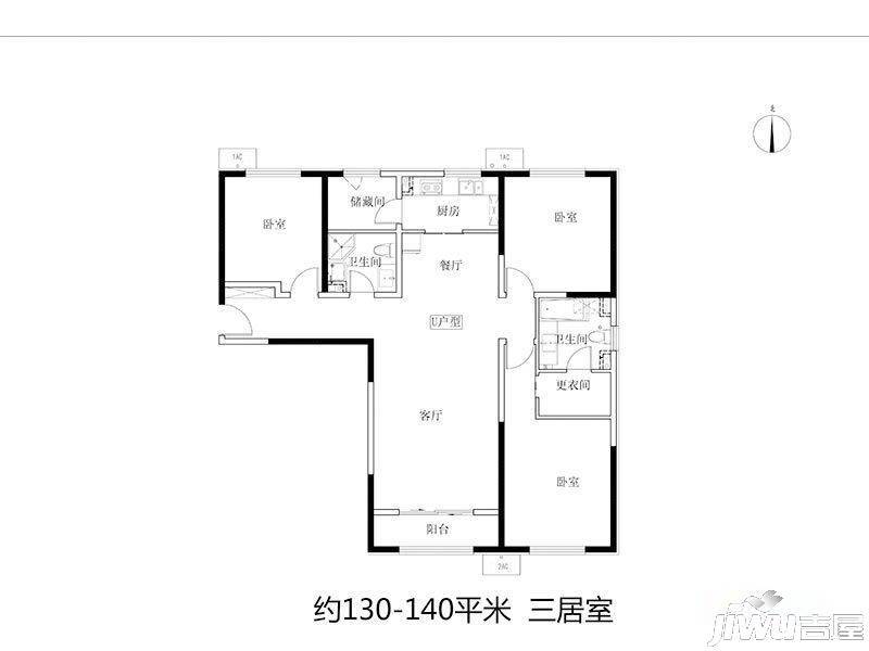 华远·和墅雅园3室2厅2卫140㎡户型图