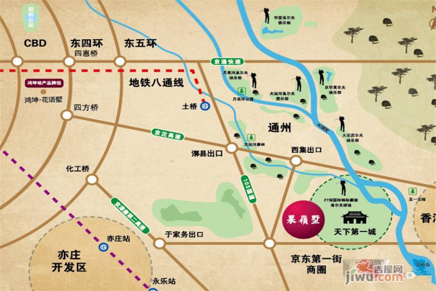鸿坤·罗纳河谷果岭墅位置交通图图片