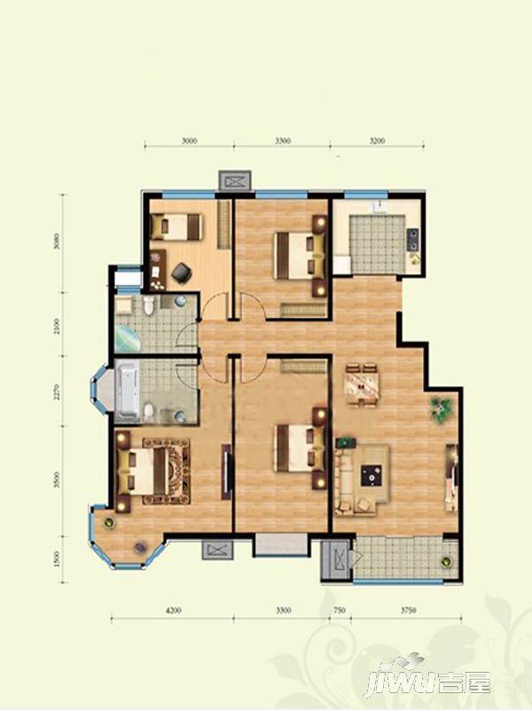 铂铭郡4室2厅2卫147㎡户型图