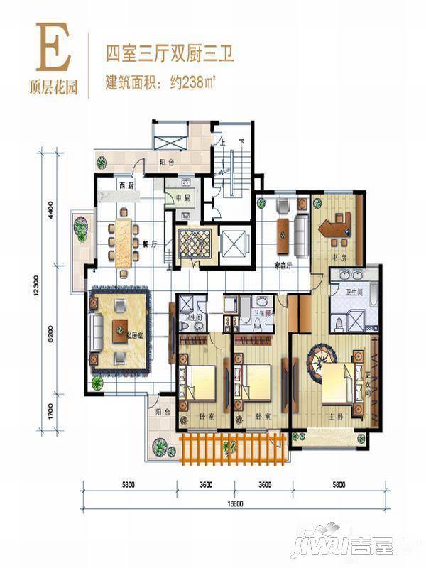 8哩岛4室2厅2卫162㎡户型图