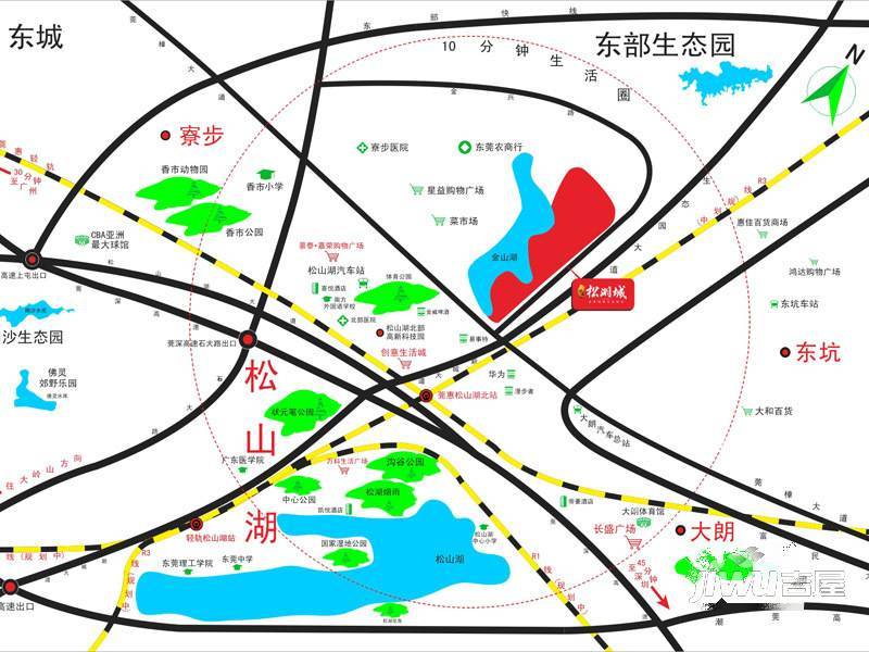 中惠松湖城位置交通图图片