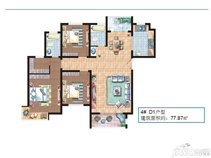 正大国贸中心普通住宅77.9㎡户型图