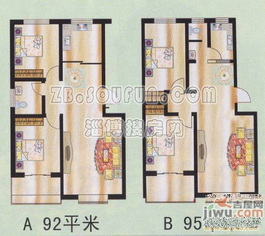 柳苑家园2室2厅1卫92㎡户型图