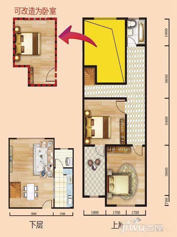 大顺胜利花园1室1厅1卫43㎡户型图