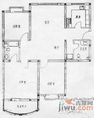 欧美佳苑3室2厅2卫122㎡户型图