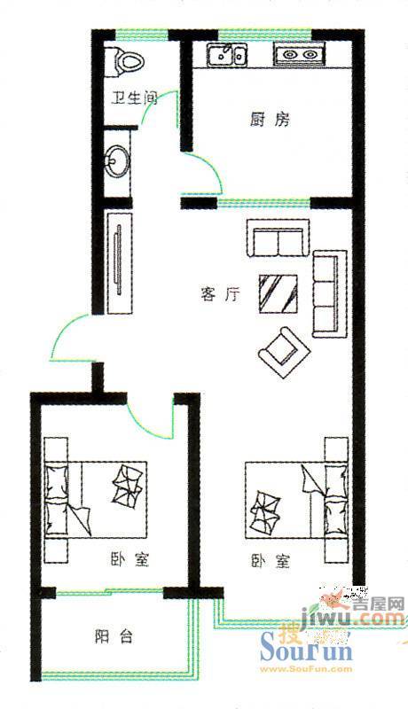 恒信御景峰3室2厅1卫101㎡户型图