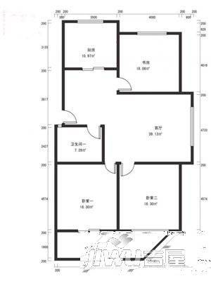 军休所3室1厅1卫户型图