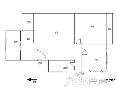 军休所3室1厅1卫户型图