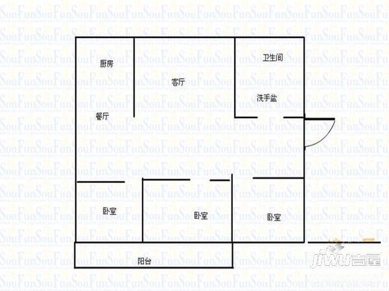 鲁祥小区2室2厅1卫户型图